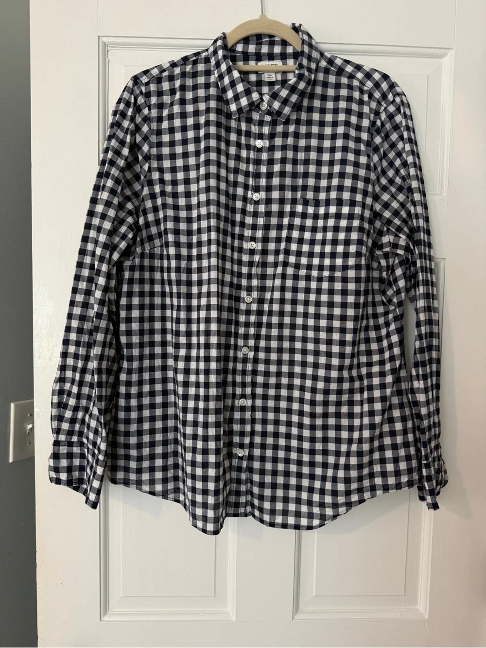 J. Crew Men's Navy and White Gingham Button-Down Shirt